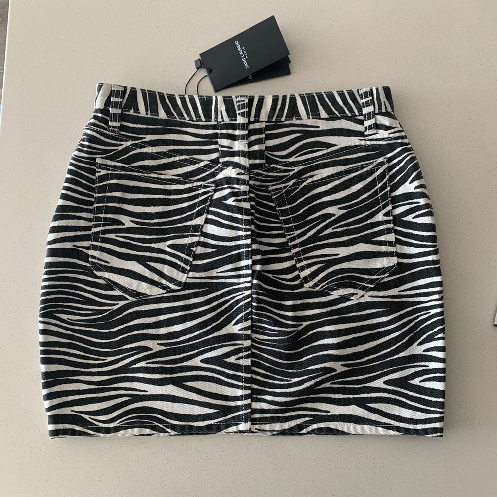 SOLD Saint Laurent Zebra Print Denim Skirt - Picture 8 of 11